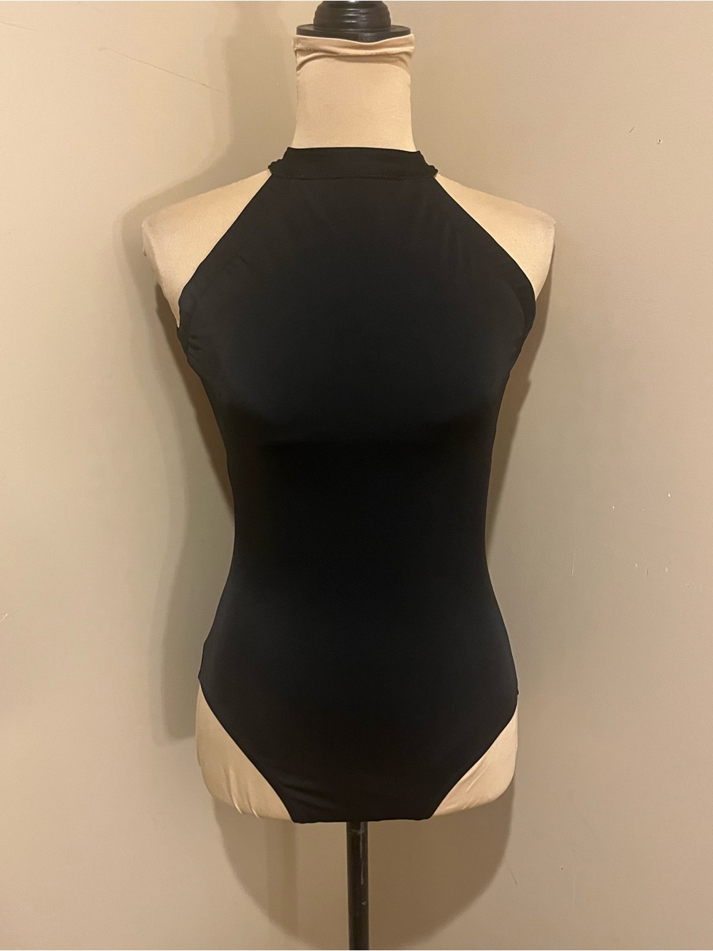 Balera Black Dancewear High-Neck Sleeveless Leotard, Adult Medium